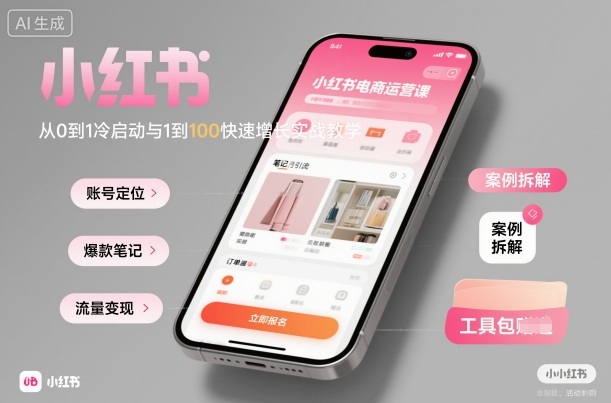 小红书电商运营课:从0到1冷启动与1到100快速增长实战教学-淘金日记