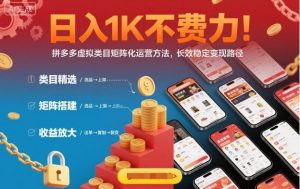 日入1K不费力！拼多多虚拟类目矩阵化运营方法，长效稳定变现路径-淘金日记