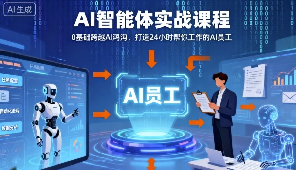 Ai智能体实战课程,0基础跨越Ai鸿沟,打造24小时帮你工作的Ai员工,打破常规,以实战定义Ai-淘金日记