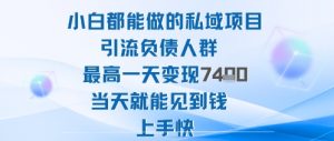 2025年小白都能做的私域项目引流负债人群最高一天变现1k+高变现难度低当天就能见到钱上手快-淘金日记