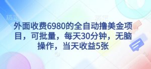 外面收费6980的全自动撸美刀项目,可批量,每天30分钟,无脑操作,当天收益5张【揭秘】-淘金日记