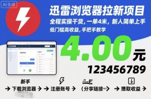 迅雷浏览器拉新项目，全程实操干货，一单4米，新人简单上手-淘金日记
