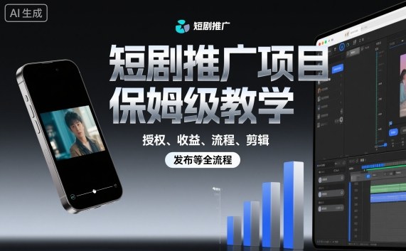 短剧推广项目保姆级教学,授权、收益、流程、剪辑,发布等全流程-淘金日记