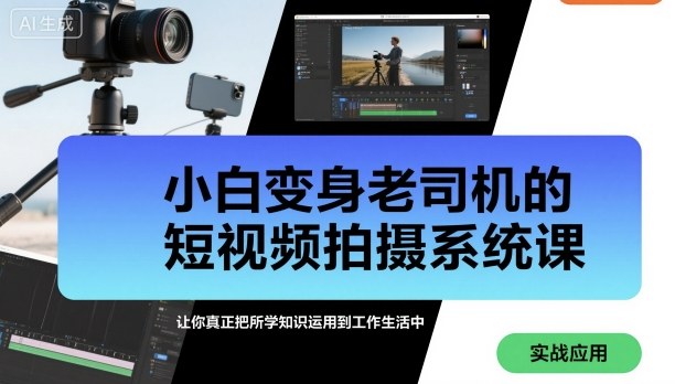 小白变身老司机的短视频拍摄系统课,让你真正把所学知识运用到工作生活中-淘金日记