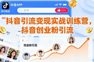 抖音引流变现实战训练营，抖音创业粉引流-淘金日记