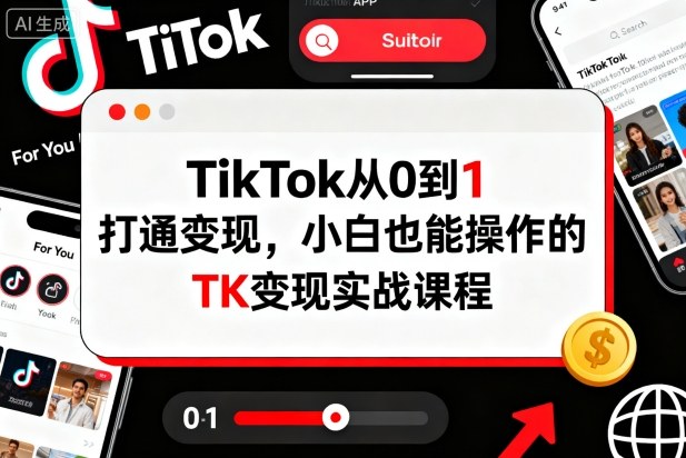 TikTok从0到1打通变现,小白也能操作的TK变现实战课程-淘金日记