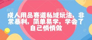 成人用品赛道私域玩法,非常暴利,简单易学,学会了自己悄悄做-淘金日记