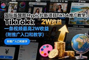 国际版醒图Hypic拉新项目TikTok推广教学，一条视频最高2W收益（附推广入口和教学）-淘金日记