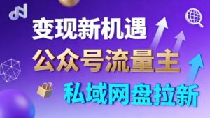 公众号流量主+私域网盘拉新，多方式变现，简单易上手，当天就有收益-淘金日记