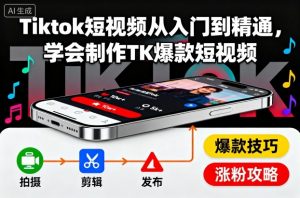 Tiktok短视频从入门到精通，学会制作TK爆款短视频-淘金日记