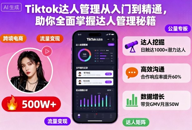 Tiktok达人管理从入门到精通,助你全面掌握达人管理秘籍-淘金日记