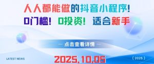 人人都能做的抖音小程序，0门槛0成本，适合新手-淘金日记