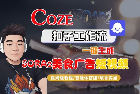 Coze扣子智能体工作流一键生成“SORA2美食广告“短视频，全流程保姆级教学-淘金日记