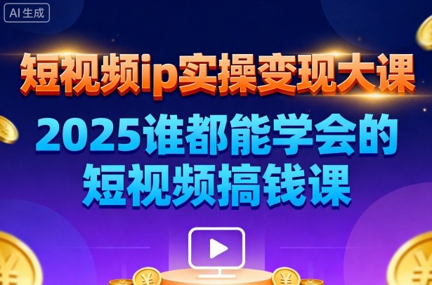短视频ip实操变现大课，7月26-27日广州站线下课，2025谁都能学会的短视频搞钱课-淘金日记