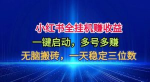 小红书全自动掘金项目，一键启动，无脑搬砖，一天稳定三位数【揭秘】-淘金日记
