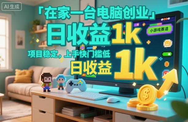 在家一台电脑创业,小游戏赛道,项目稳定,上手快门槛低,日收益1k+【揭秘】-淘金日记