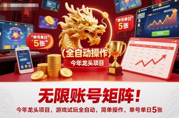 无限账号矩阵!今年龙头项目,游戏试玩全自动,简单操作,单号单日5张【揭秘】-淘金日记
