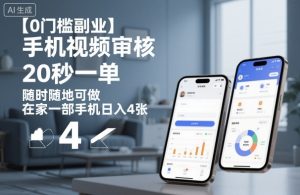 【0门槛副业】手机视频审核,20秒一单,随时随地可做,在家一部手机日入4张【揭秘】-淘金日记