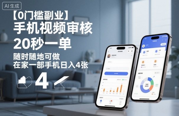【0门槛副业】手机视频审核,20秒一单,随时随地可做,在家一部手机日入4张【揭秘】-淘金日记