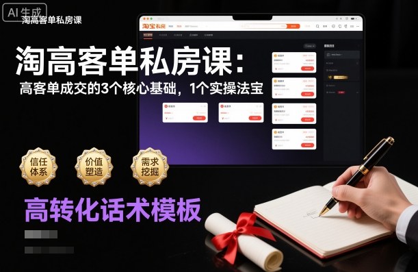淘高客单私房课：高客单成交的3个核心基础，1个实操法宝-淘金日记