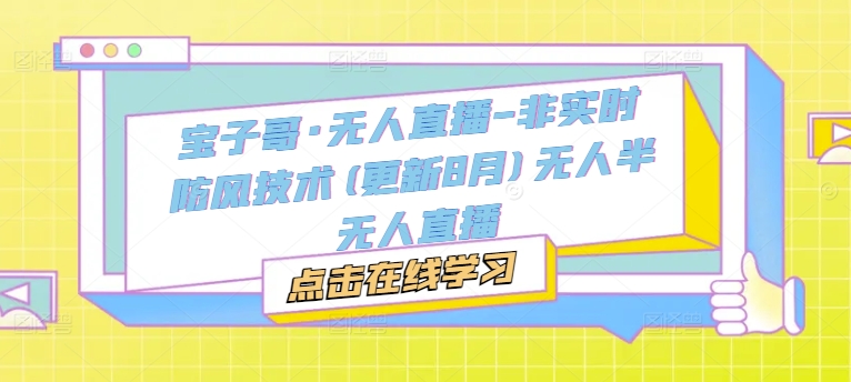 宝子哥·无人直播-非实时防风技术(更新25年10月)无人半无人直播-淘金日记