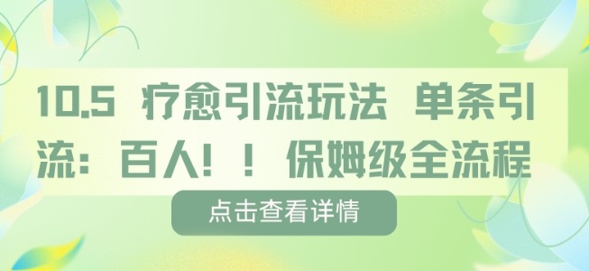 疗愈引流玩法,单条引流百人,保姆级全流程-淘金日记