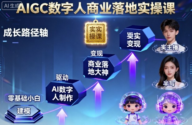 AIGC数字人商业落地实操课,从零基础小白到AI数字人大神-淘金日记