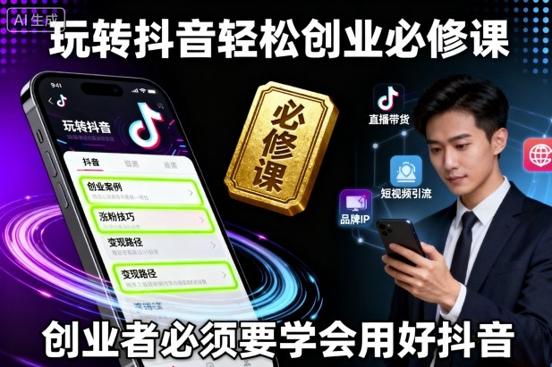 玩转抖音轻松创业必修课,创业者必须要学会用好抖音-淘金日记