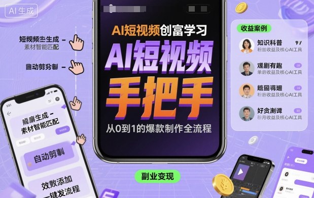 AI短视频创富学习，手把手教会你制作AI短视频-淘金日记