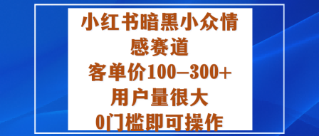 小红书暗黑小众情感赛道,客单价100-300+用户量很大,0门槛即可操作-淘金日记