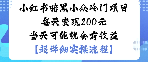 小红书暗黑小众冷门项目每天变现2张当天可能就会有收益-淘金日记
