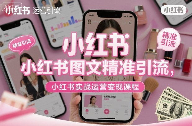 小红书图文精准引流,小红书实战运营变现课程-淘金日记