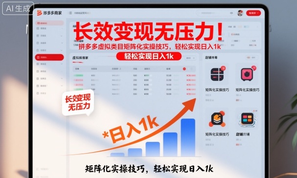 长效变现无压力!拼多多虚拟类目矩阵化实操技巧,轻松实现日入1k【揭秘】-淘金日记