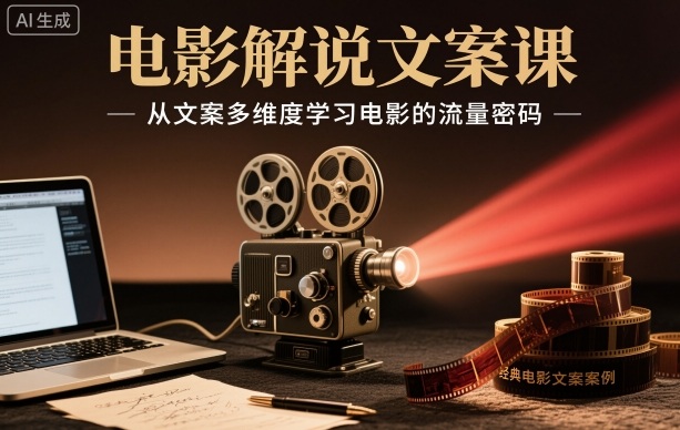 电影解说文案课,从文案多维度学习电影的流量密码-淘金日记