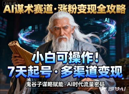 AI谋术赛道,涨粉快速,变现方式多样,小白可操作-淘金日记