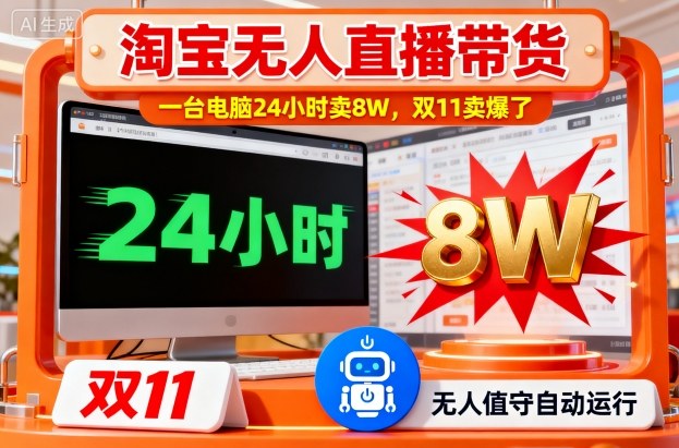 淘宝无人直播带货，一台电脑214小时卖8W，双11卖爆了【揭秘】-淘金日记