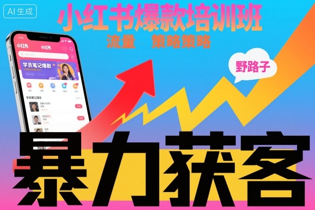小红书爆款培训班，小红书获客野路子流量打法，暴力持续获客-淘金日记