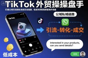 TikTok外贸操盘手，打通公域引流到私域成交全链路，低成本获取高质量海外询盘-淘金日记