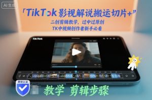 TikTok影视解说搬运切片+二创剪辑教学,过中过原创,TK中视频创作者新手必看-淘金日记