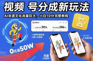 视频号分成新玩法，AI非遗文化流量巨大，小白10分钟搞定，完整教程-淘金日记