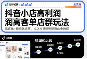 抖音小店高利润高客单店群玩法,高客单+精细化运营,抖店从搭建到运营的全流程-淘金日记