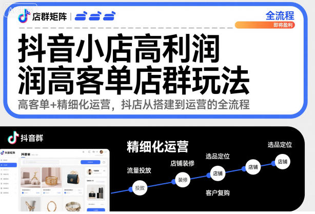 抖音小店高利润高客单店群玩法,高客单+精细化运营,抖店从搭建到运营的全流程-淘金日记