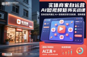 实体商家自运营AI短视频矩阵实战课,实体店如何通过AI+短视频实现引流拓客、团购增量-淘金日记