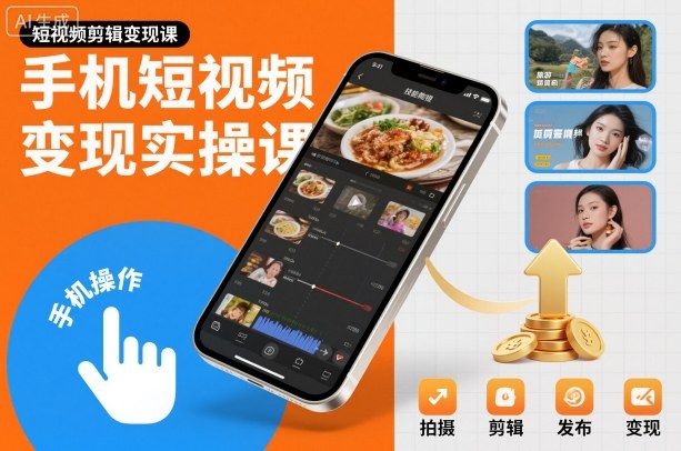 手机短视频变现实操课,短视频剪辑变现课-淘金日记