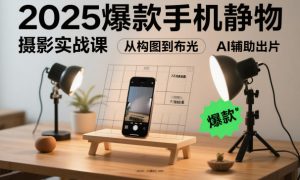 2025爆款手机静物摄影实战课,从构图到布光,不用贵设备,AI辅助出片-淘金日记