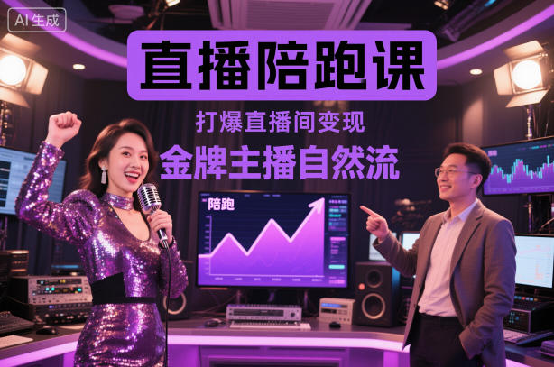 直播陪跑课,金牌主播自然流打爆直播间,复制高变现玩法-淘金日记