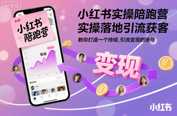 小红书实操陪跑营,实操落地引流获客,教你打造一个持续引流变现的账号-淘金日记
