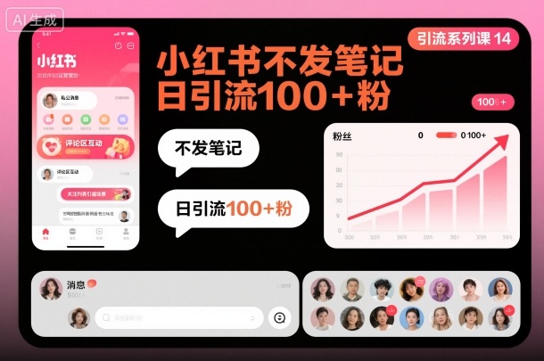 引流系列课14:小红书不发笔记日引流100+粉-淘金日记