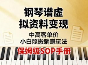 小红书钢琴谱虚拟资料变现，中高客单价，小白照搬的“躺賺”玩法【保姆级SOP手册】-淘金日记