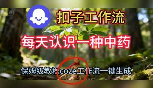 Coze扣子工作流一键生成每天认识一种中药短视频,保姆级搭建教学-淘金日记